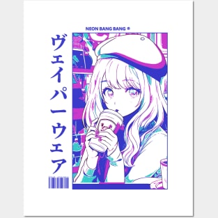 Aesthetic Vaporwave Anime Manga Girl Japanese Streetwear Posters and Art